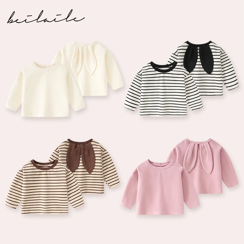 【兔耳造型】宝宝长袖T恤春秋洋气衣服婴儿打底衫男童上衣女童