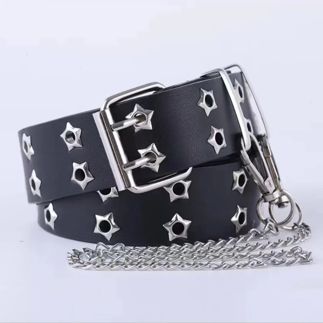 《纤瑞雪》时尚百搭银色黑色皮带休闲腰带裤带裤腰带新款潮流