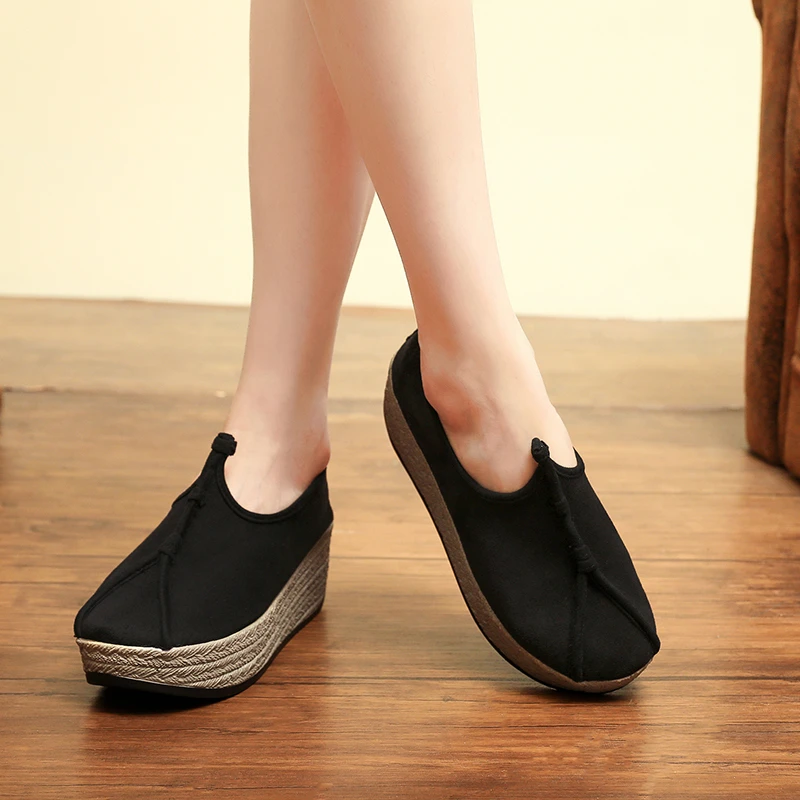 四代汉诺依1618-290爆款春季女鞋妈妈鞋素色复古中式中国风百搭女