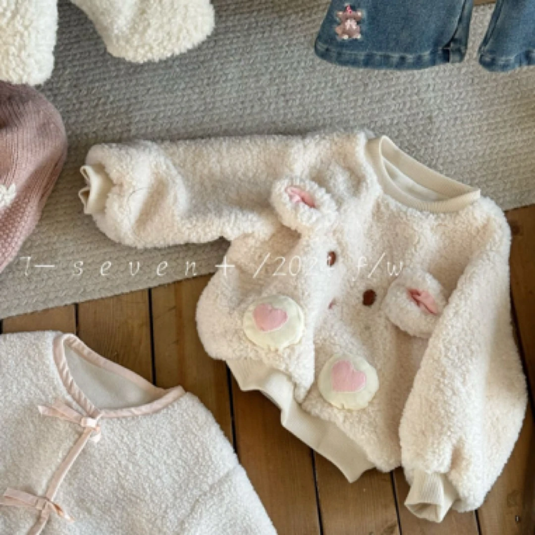 『7-seven』女童可爱秋冬加厚卫衣立体耳朵卫衣上衣百搭软软糯糯