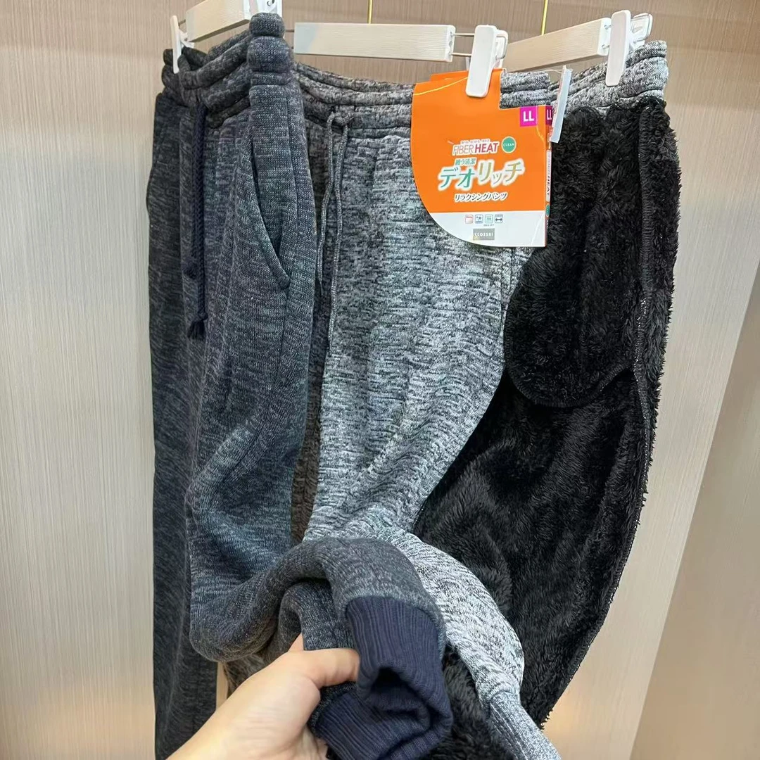 日单货 松紧腰 很轻 男士秋季加绒卫裤居家休闲裤子 弹力