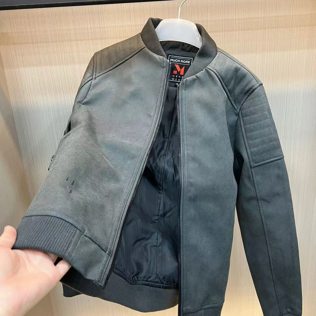 出口欧美 复古PU皮 男装春季时尚休闲立领机车皮衣夹克外套