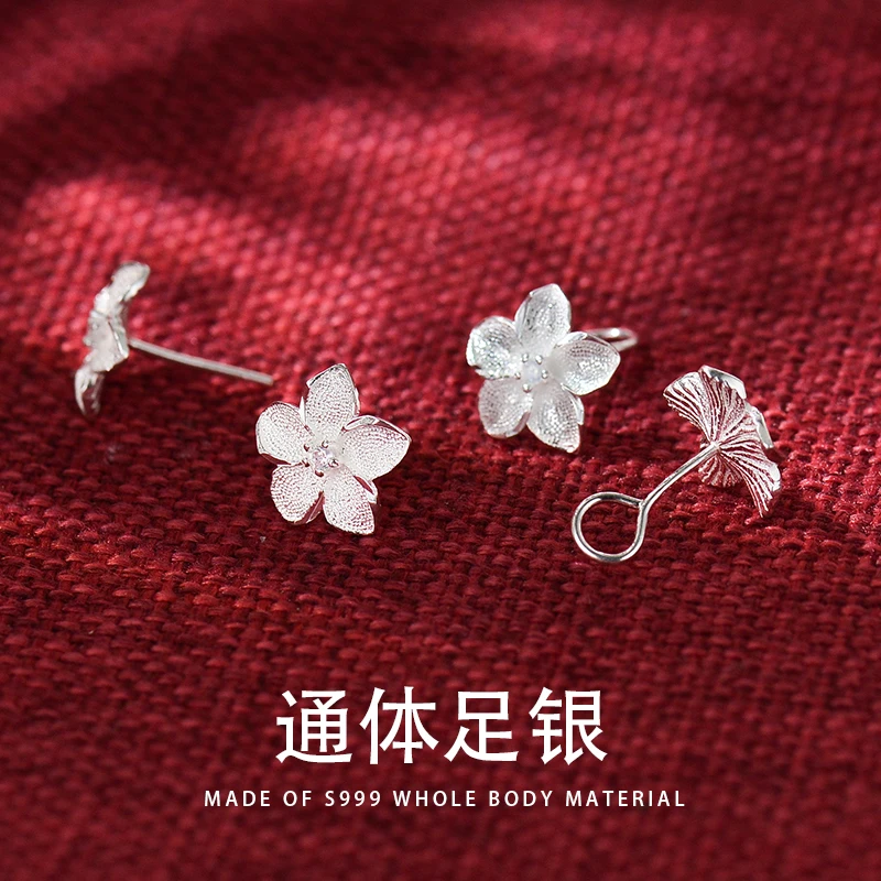 足银耳饰 足银耳饰 简约小众养耳洞耳环气质百搭耳骨钉S999银耳钉