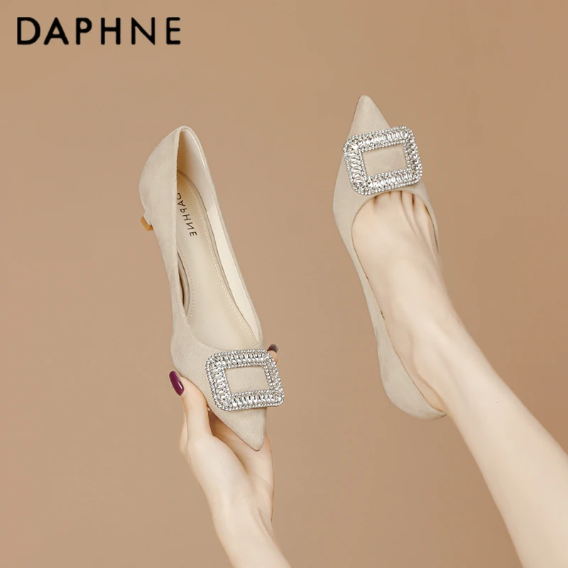 Daphne/达芙妮细跟高跟鞋女2024新款夏季黑色轻奢鞋子女单鞋百搭