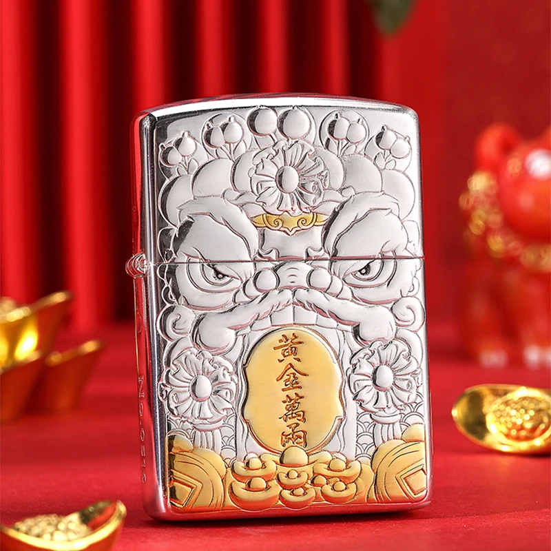 ZIPPO/之宝醒狮黄金万两防风煤油打火机原装正品双面双色DYJ1