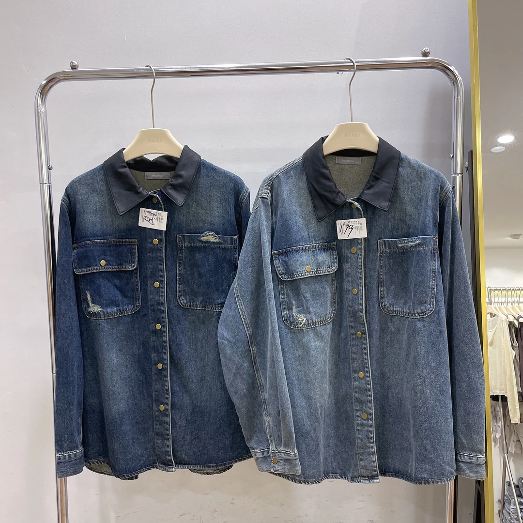 6607  拼接领 牛仔衬衣