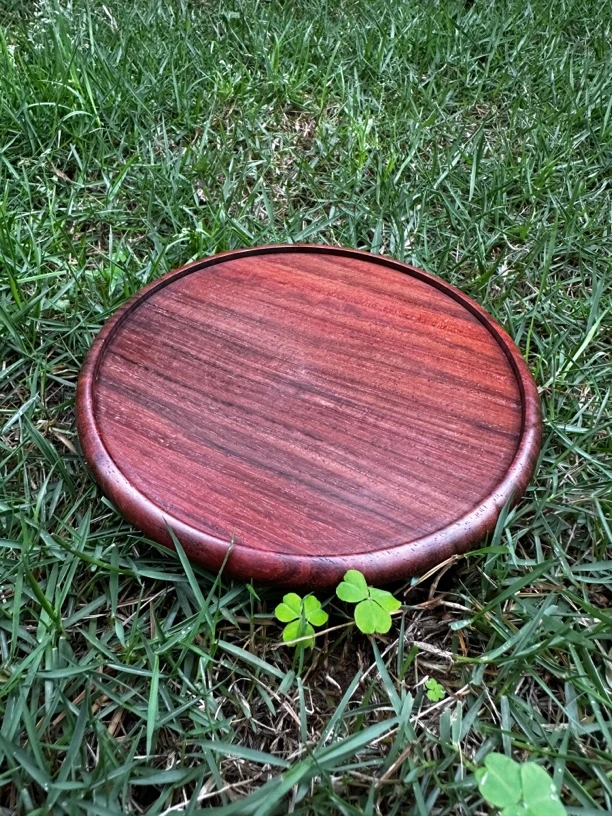壶垫，怀垫、隔热垫，壶承，老挝大红酸枝木壶托圆形隔热手工茶道茶壶