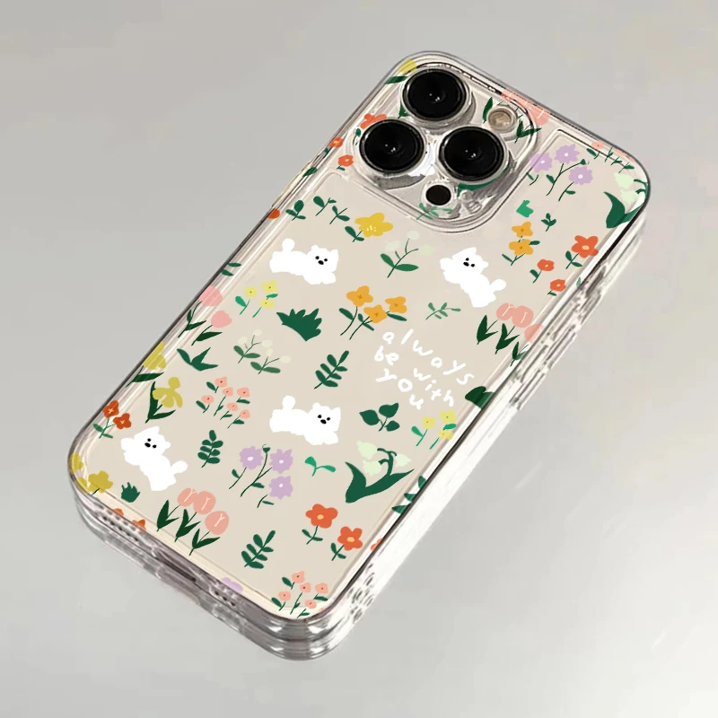 花朵小狗太空壳适用iPhone15/14/13手机壳苹果小米vivo华为oppo软