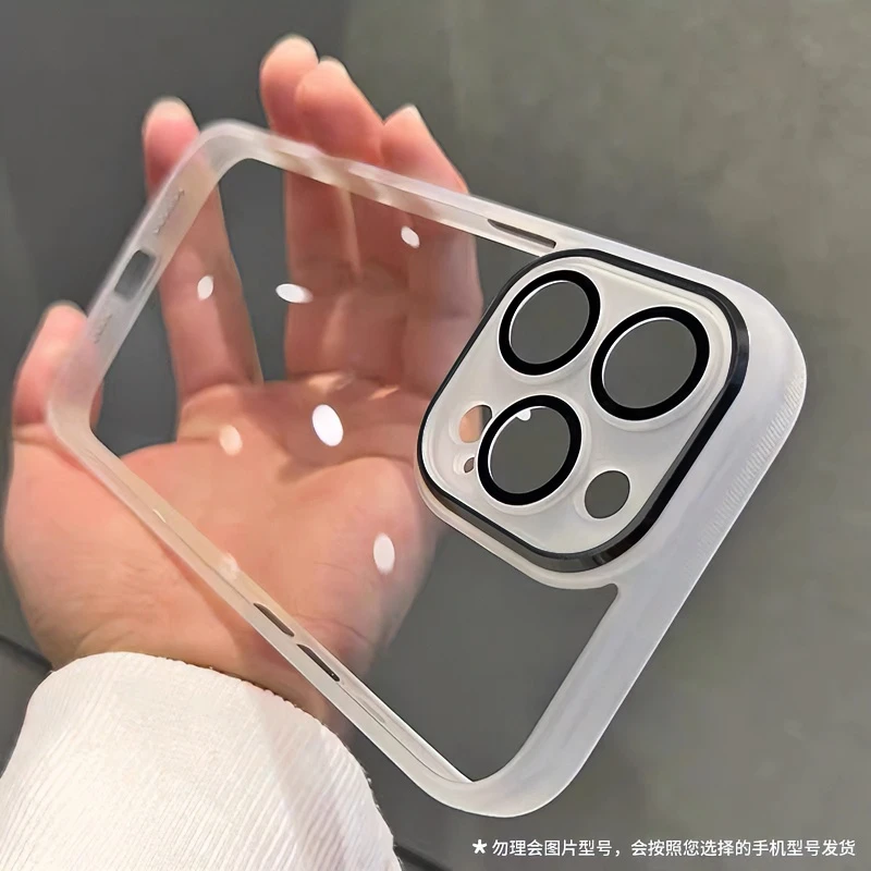 透明大气镜头膜适用苹果15手机壳iphone14/13promax简约12/11潮牌