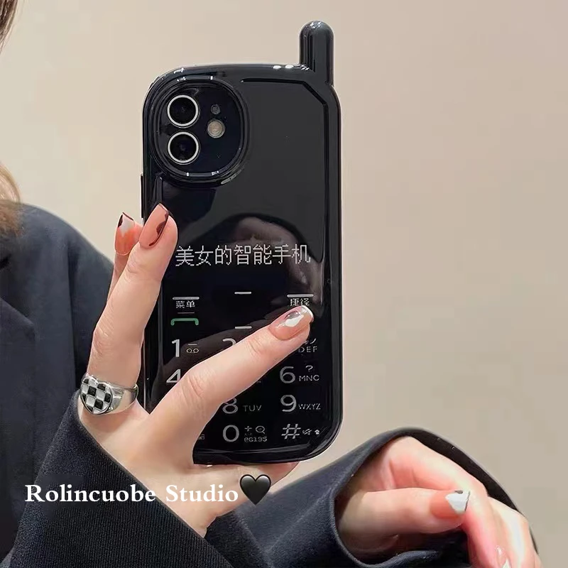 美女智能大哥大适用苹果15手机壳iPhone13/14promax新款12全包11