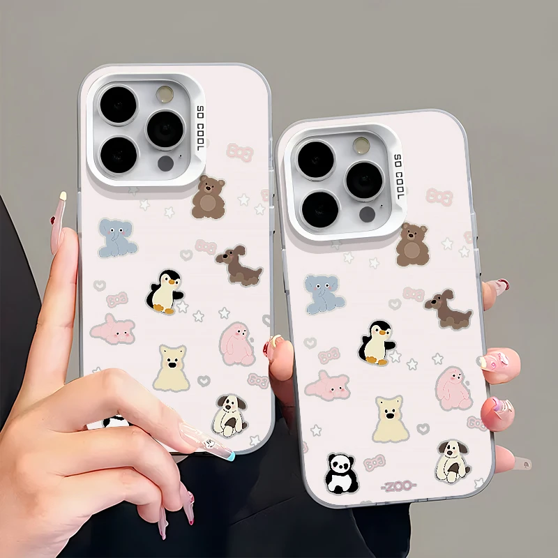 粉底小动物元气壳适用iPhone15/14/13手机壳苹果vivo华为小米oppo