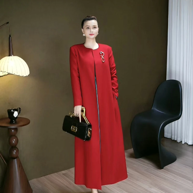 设计师极简风时尚百搭气质长款风衣-005