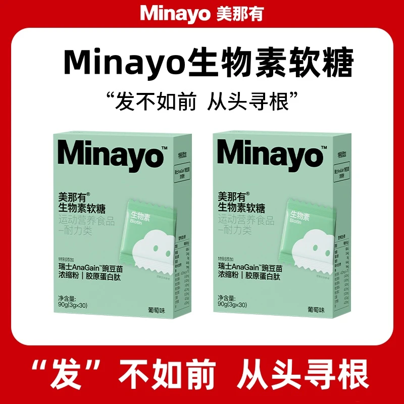 效期至24年12月底-Minayo美那有生物素软糖健康营养头发30颗*4盒