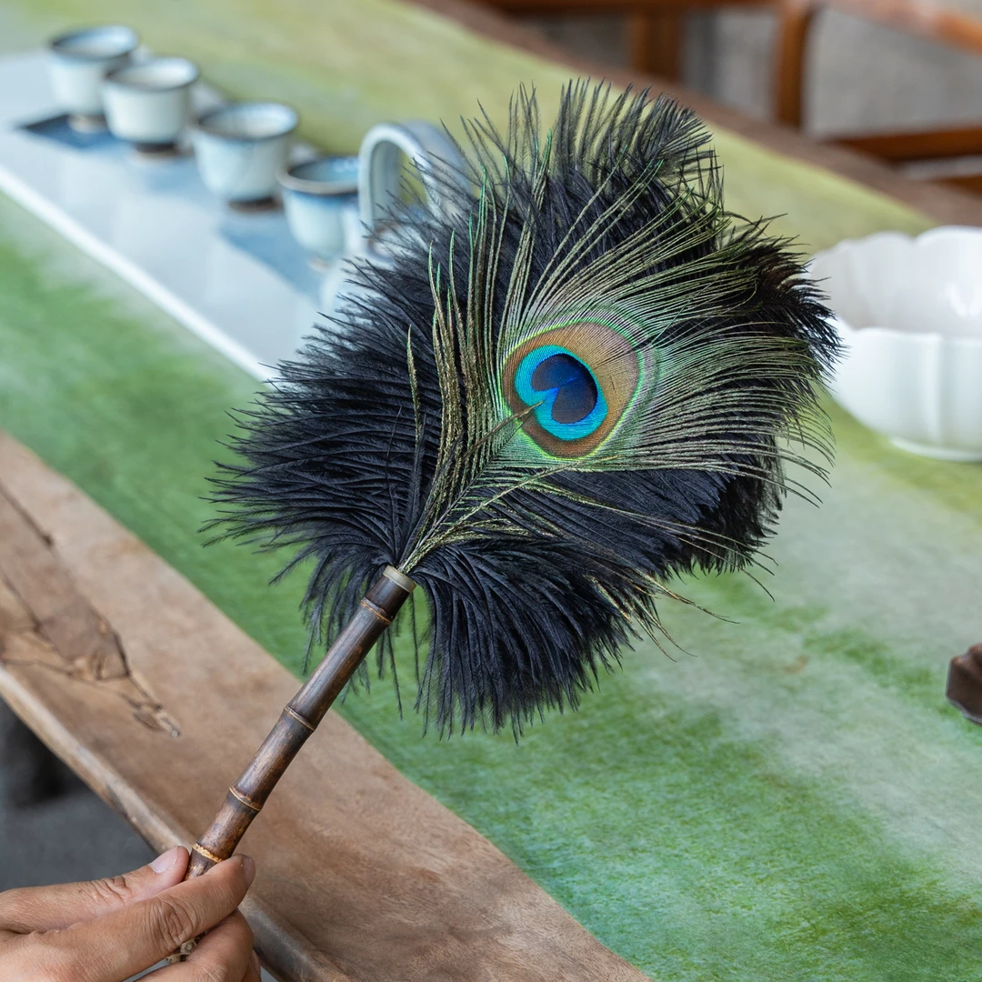 【涤凡】紫竹根孔雀羽毛驼鸟毛茶配件茶具清理利器特色功夫茶道器具