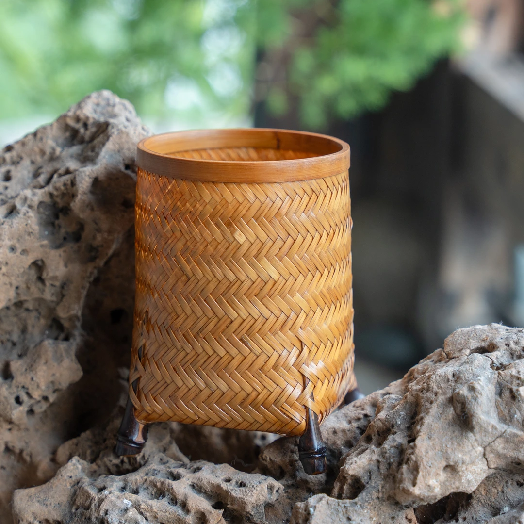 【明川】非遗手工竹编收纳笔筒六君子茶道筒竹艺香筒文房清供竹筒