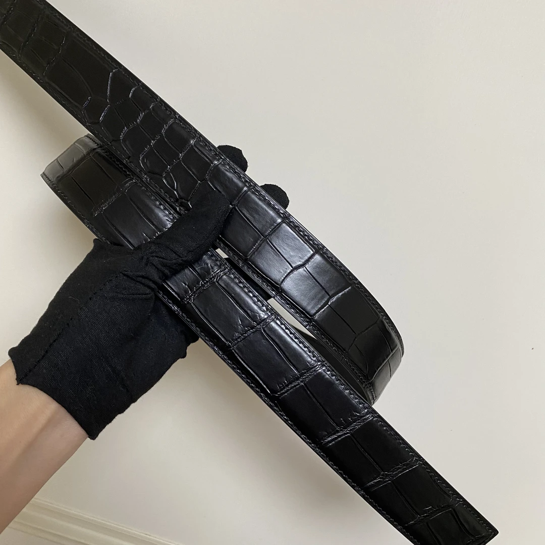 淑抱盛鳄鱼皮 尼罗鳄 雾面腰带 3.8宽男士高端皮带 鳄鱼皮腰带