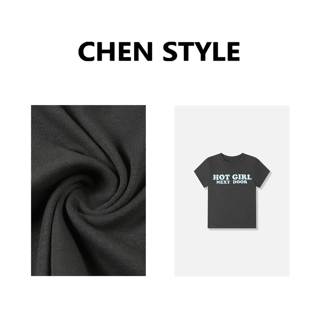 楚楚君~【舒适T】T46423圆领重工字母短袖T恤