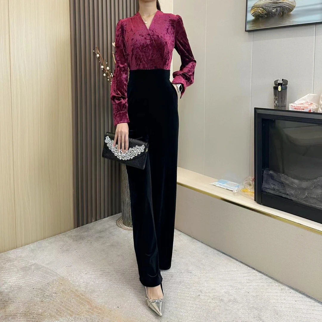 妃月新款秋冬气质名媛女装连体裤显瘦时尚百搭阔腿气质长袖