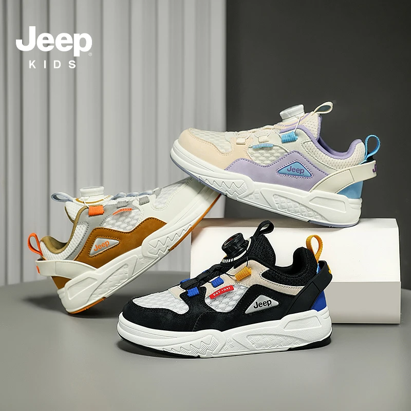 JEEP/吉普新款儿童运动鞋男童女童软底透气网布轻便跑步休闲板鞋
