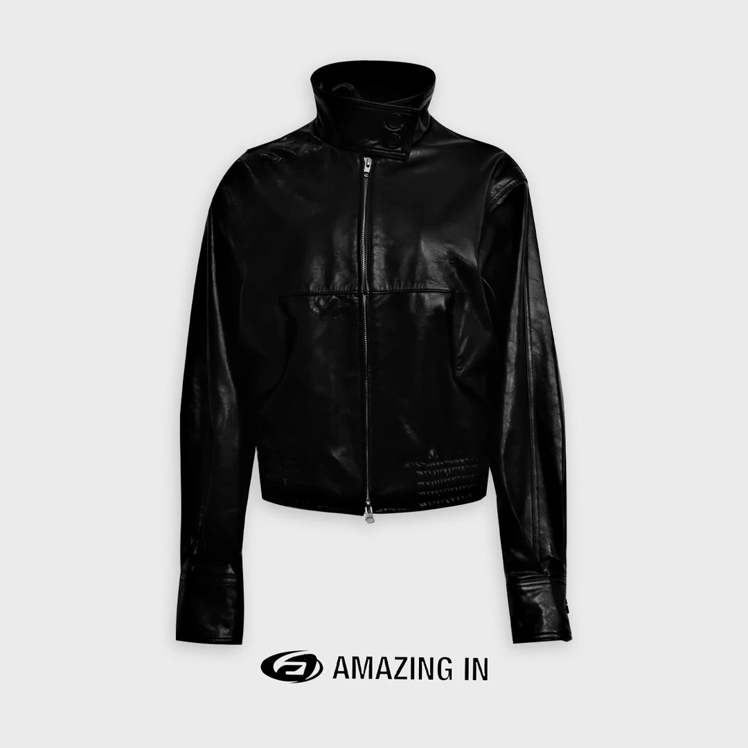 AMAZING IN 油蜡绵羊皮长袖立领皮衣外套A23812-QPZL007