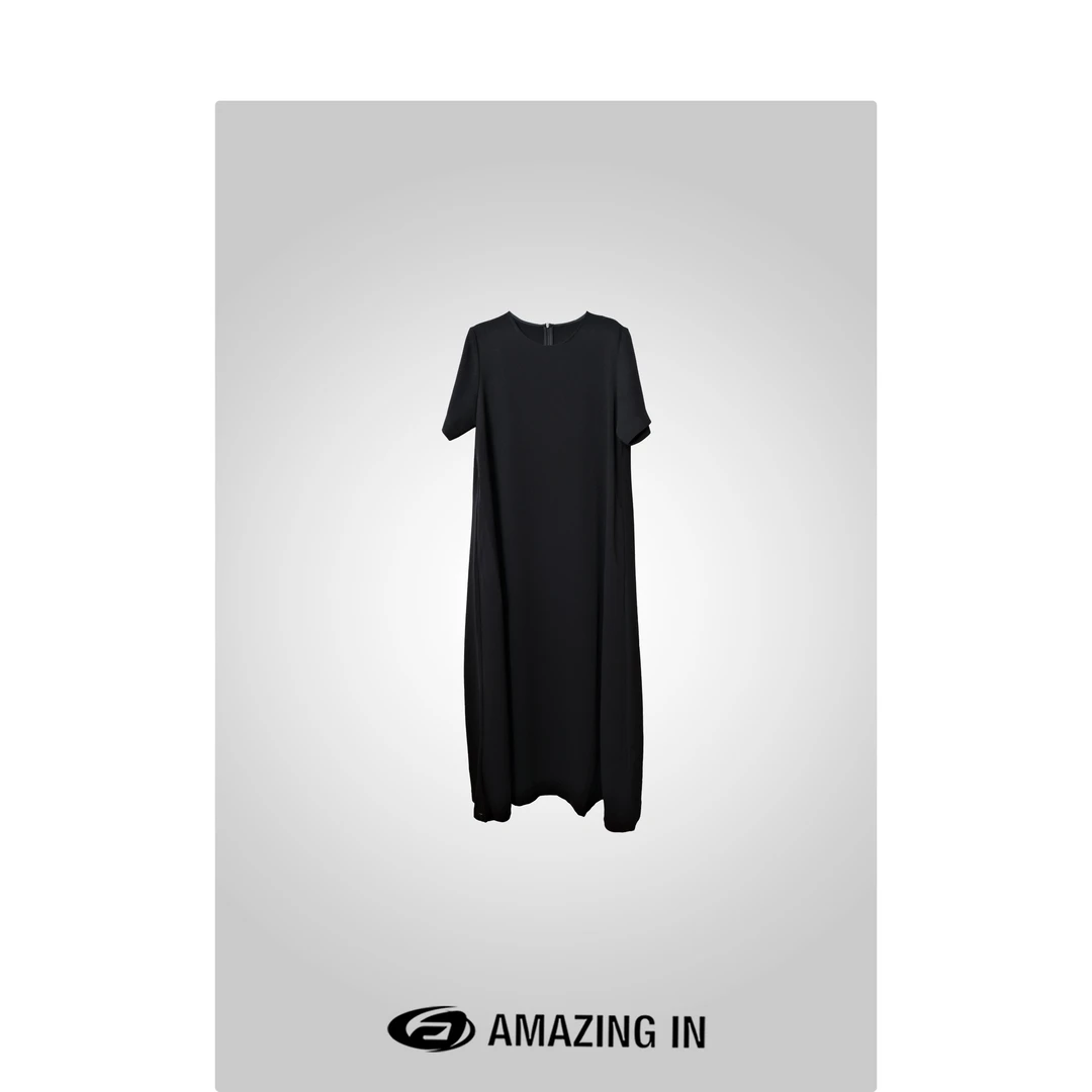 AMAZING IN “默笙”三醋酸极简短袖连衣裙女A240605-NYAJ-03071