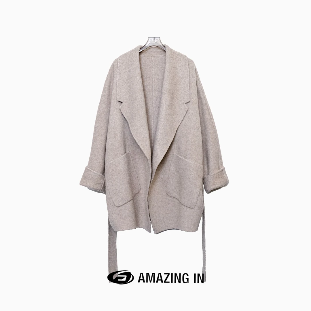 【破价】AMAZING IN 秋冬时尚气质轻奢系带浴袍式毛呢大衣 HZSJ021