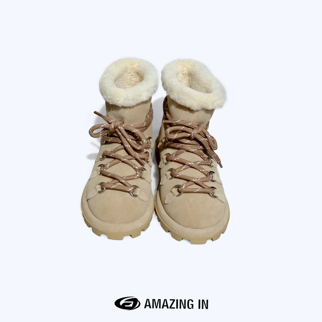 AMAZING IN | 鹿皮x羊毛 | 系带保暖雪地靴女A241010-SH-08830