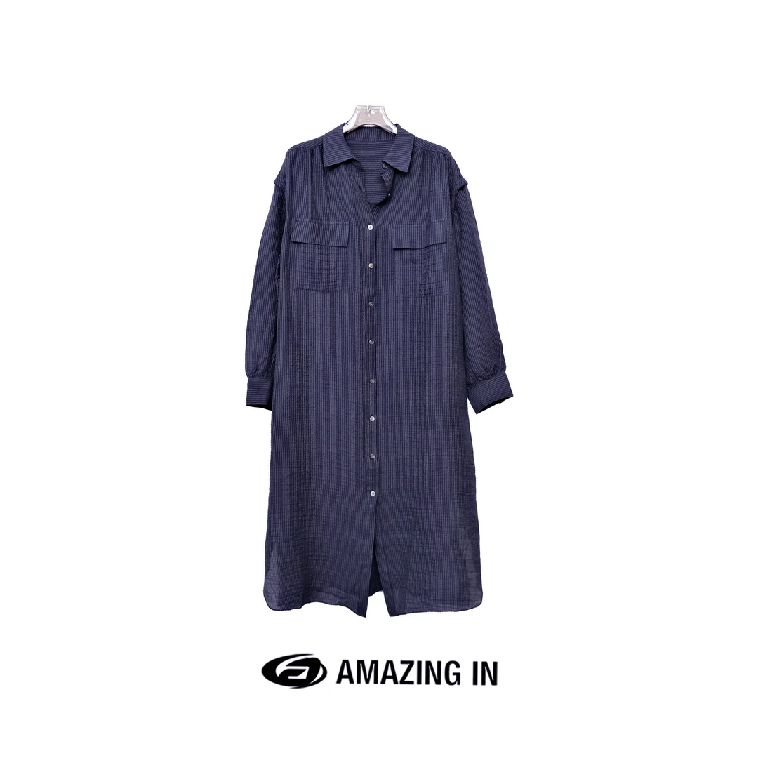 AMAZING IN “纪禹”苎麻条纹连衣裙背心两件套女 A240422-NYDZ-573