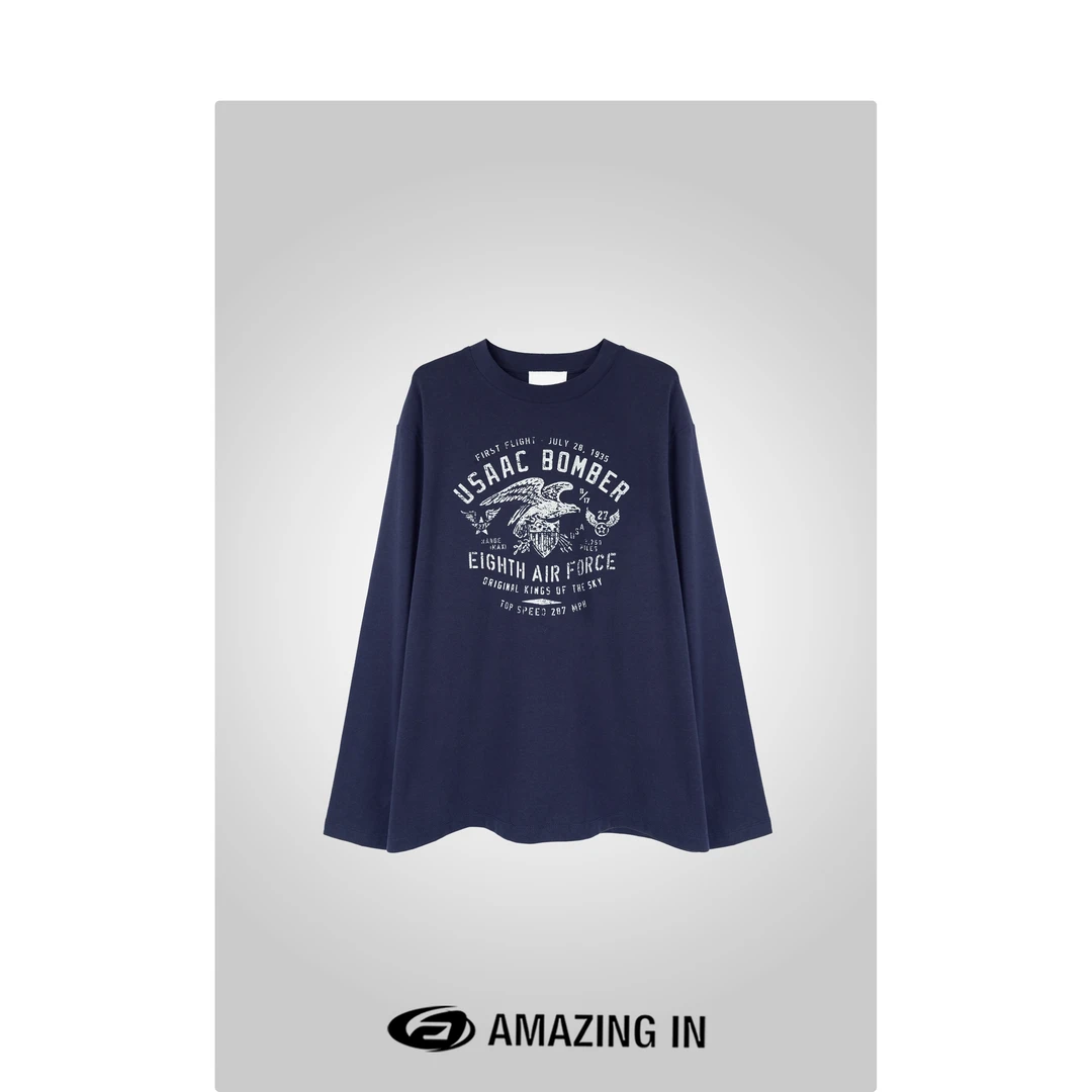 AMAZING IN | 1oo%棉 | 时尚磨毛复古印花T恤 A240901-NYA-1811