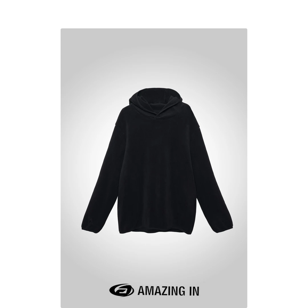AMAZING IN | 摇粒绒 | 亲肤纯色连帽宽松卫衣 A241126-ZE-98096