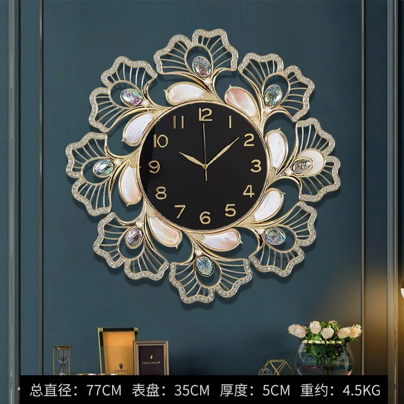 欧式豪华贝壳石英钟挂钟客厅家用时尚创意钟现代简约墙上高档时钟