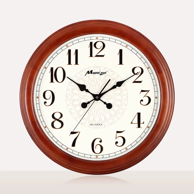 中式钟表实木20英寸圆形挂钟静音时钟欧式客厅挂表创意墙钟石英钟