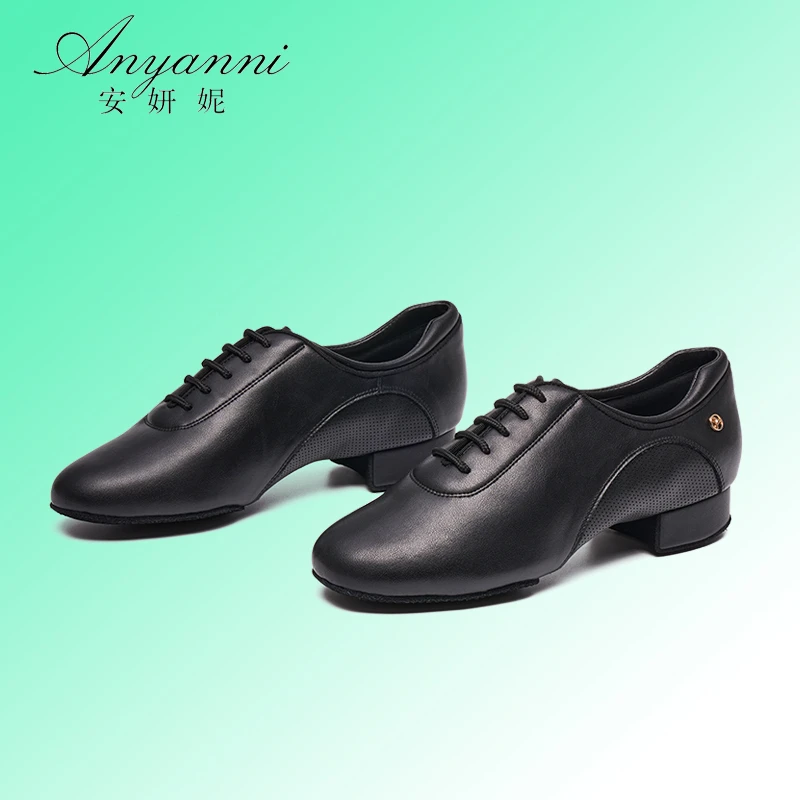 Anyanni安妍妮舞鞋男摩登交谊比赛舞鞋华尔兹国标两点底软皮跳舞
