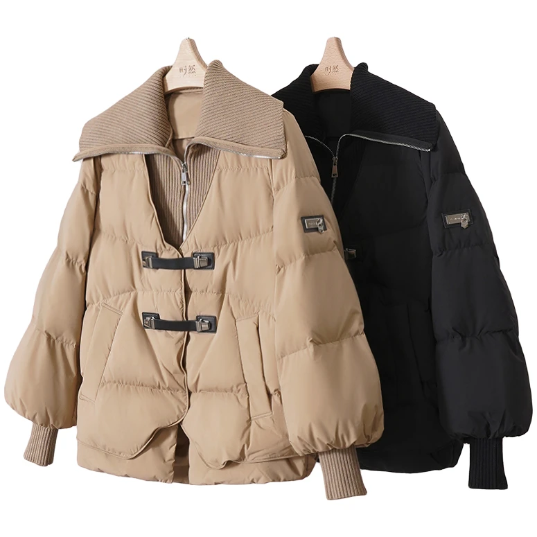 时然微胖大码女装胖妹妹保暖羽绒服冬季新款百搭上衣宽松保暖外套