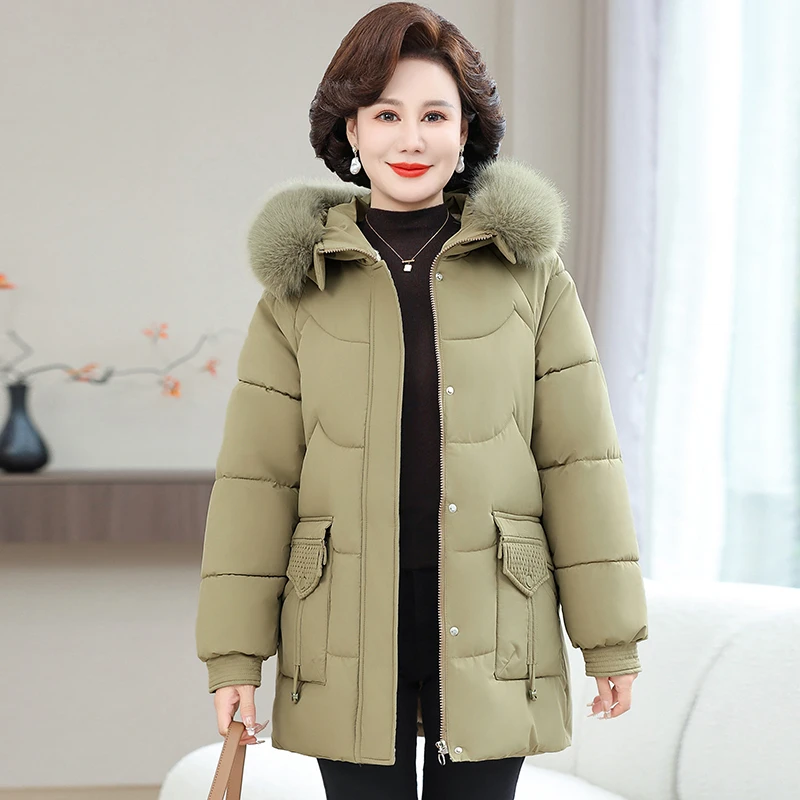 中老年女棉袄外套2024新款妈妈冬装短款小棉袄中老年冬装时尚棉服