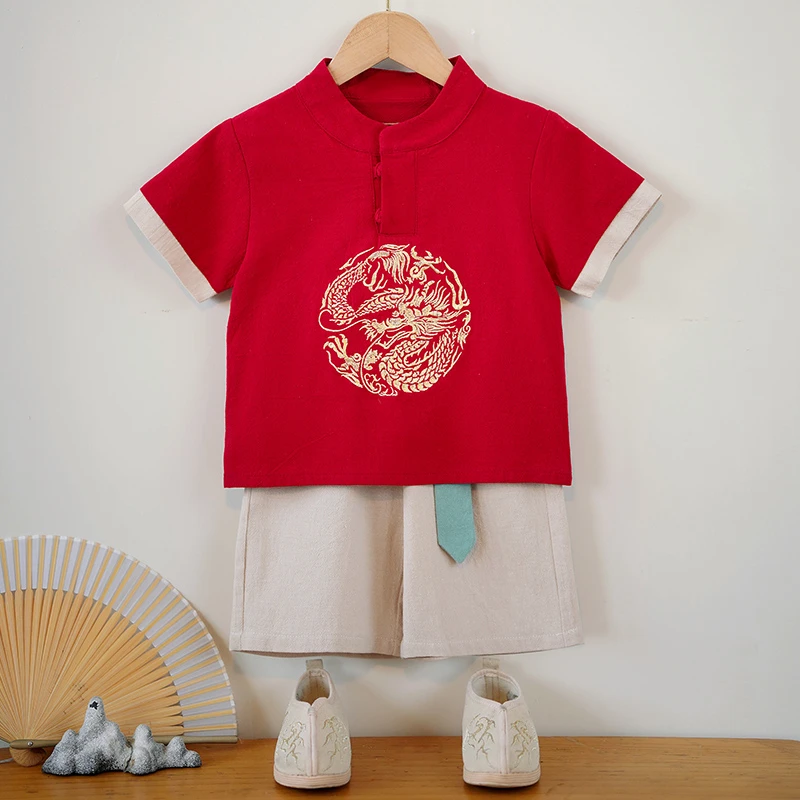 粉丝浮力】SL2798##男童套装中国风