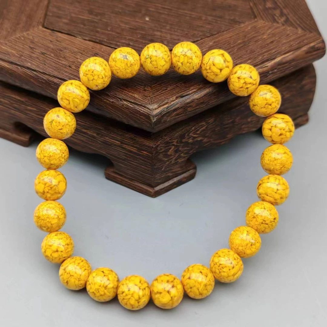 非金属树脂手链  x137-简约款8mm黄色素圈单圈手串