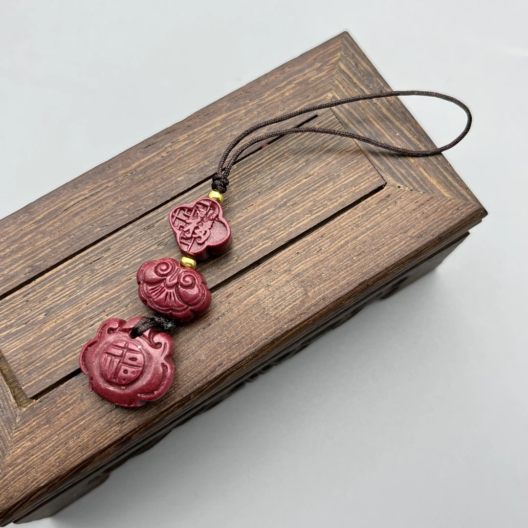 含辰砂工艺品GA315紫色雕刻祥云挂件