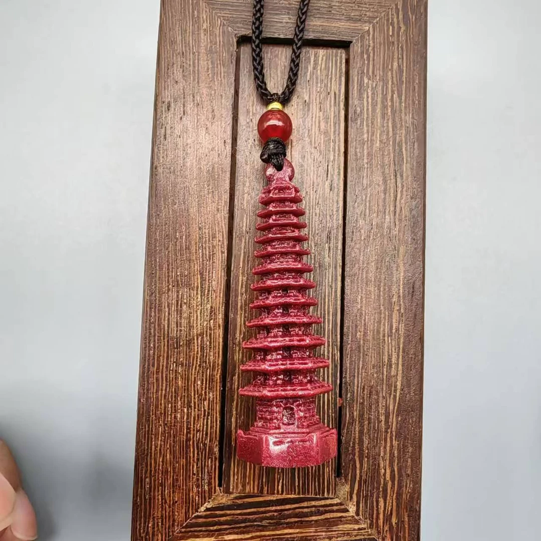 含辰砂工艺品经典紫金208-精美雕刻文昌塔吊坠