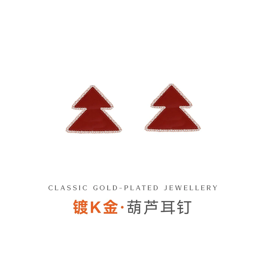 925银耳饰 时尚麒麟大葫芦耳钉中国风气质银针耳坠