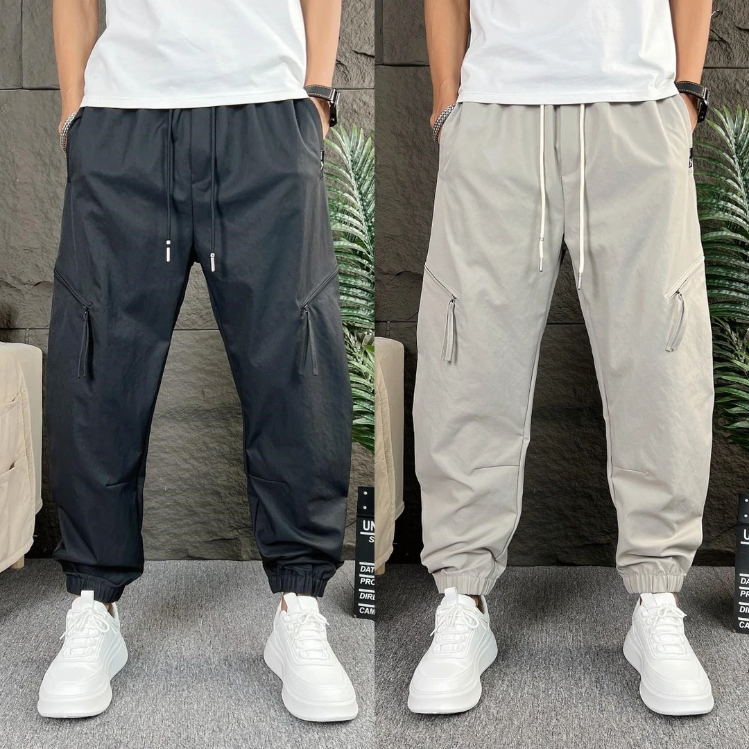 2024秋季拉链工装裤男美式潮牌宽松束脚哈伦裤户外百搭小脚休闲裤