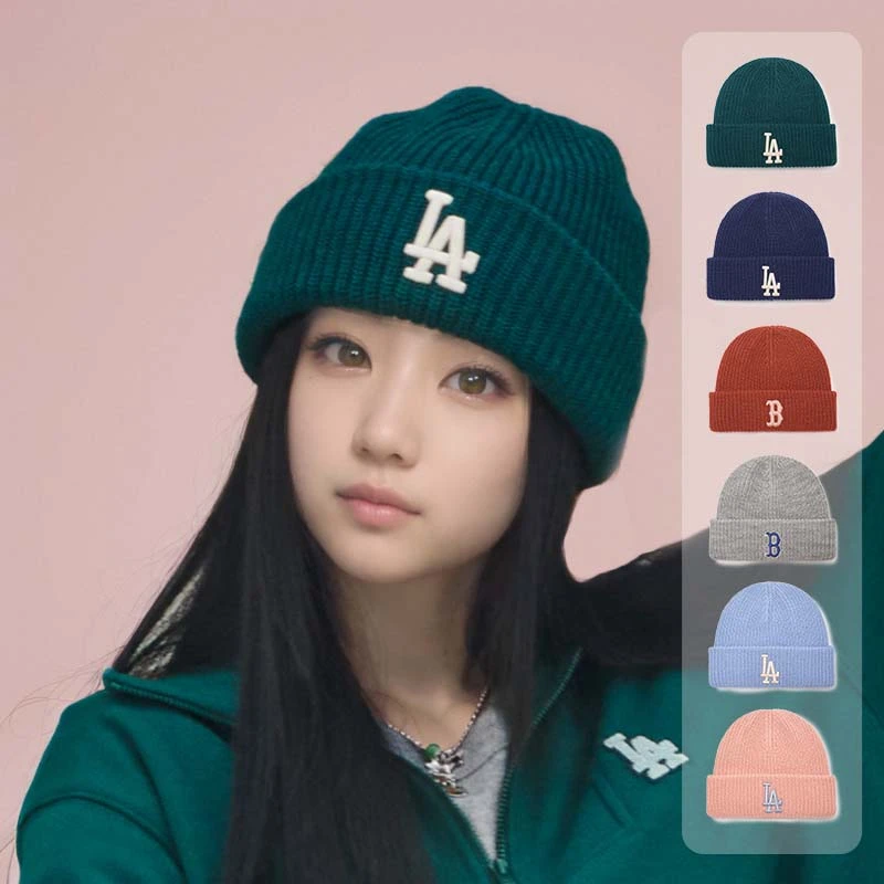 MLB保税现货毛线帽NY小标针织帽男女款2023秋冬新款情侣帽子BNM07