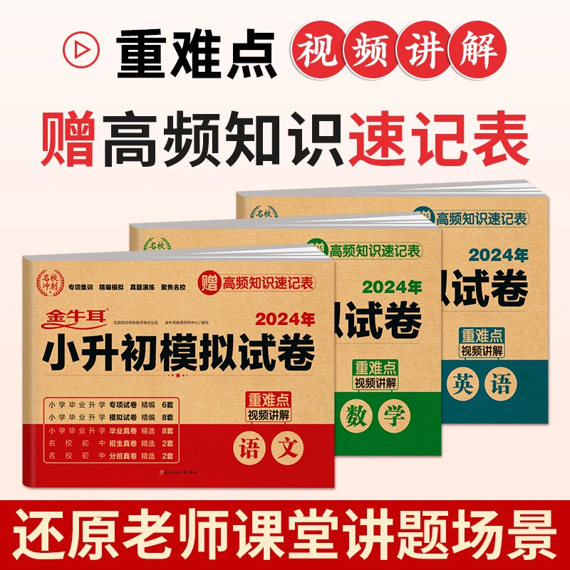 【全3册】2024年小升初模拟试卷语文+数学+英语