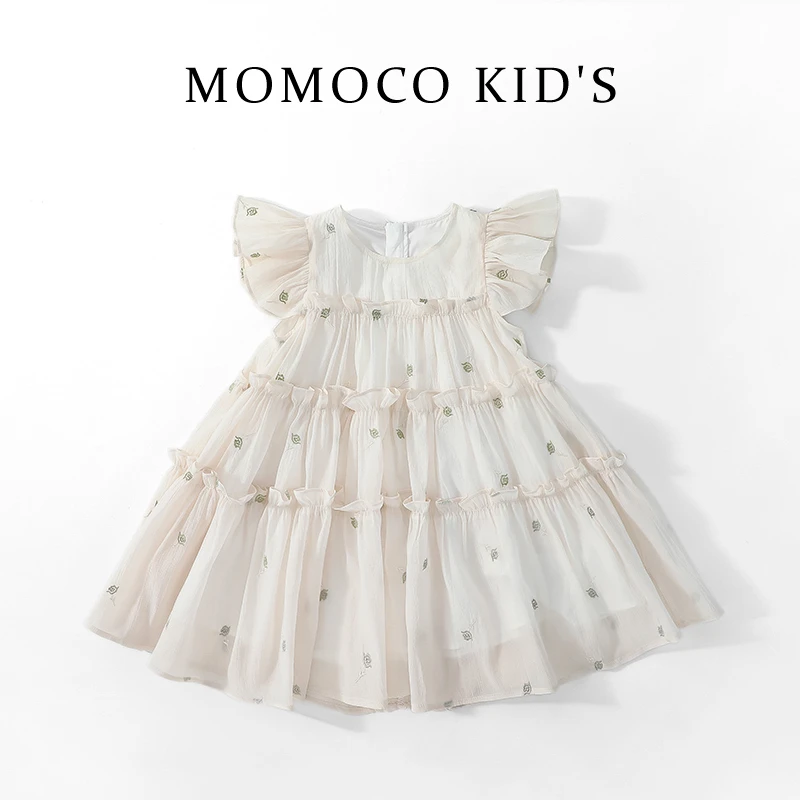MOMOCO夏季欧若风女童甜美可爱时尚飞袖连衣裙75680478004