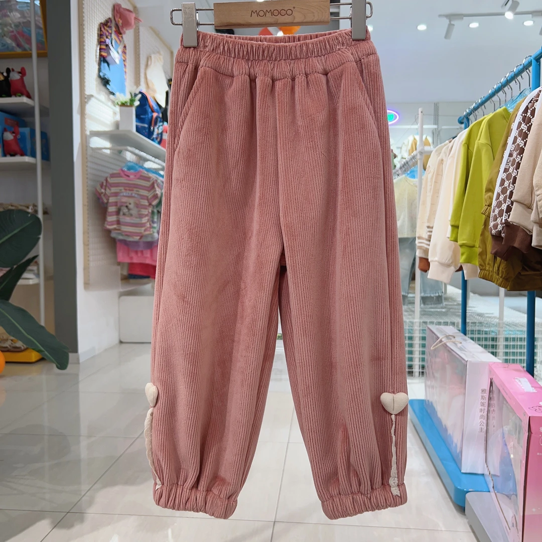 MOMOCO女童冬季加绒花边爱心时尚加绒布裤75830354017