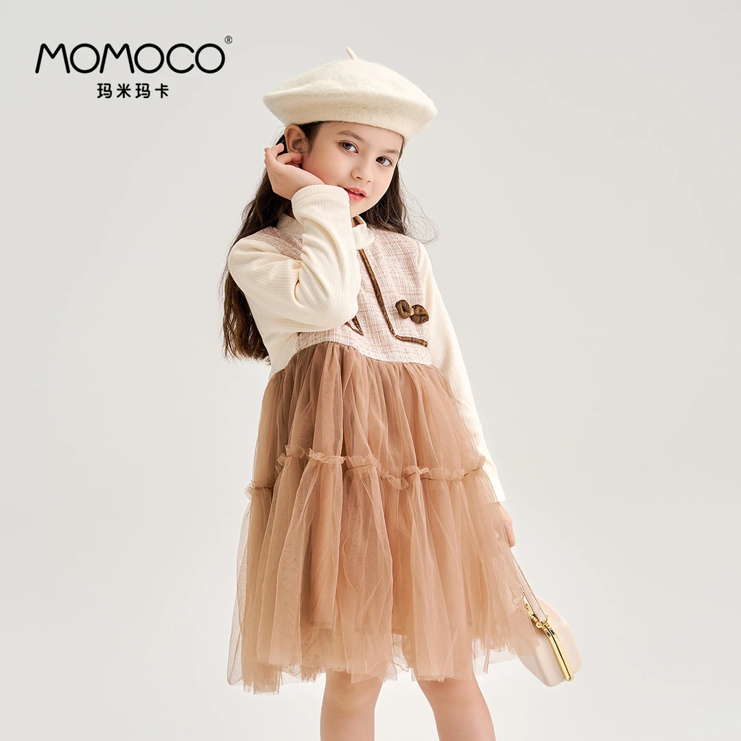 MOMOCO【冬季清仓】儿童冬季时尚蕾丝花边韩版连衣裙76830477201