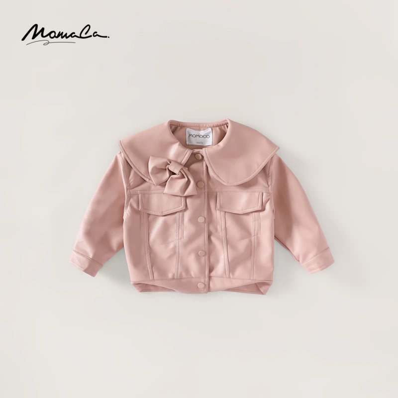 MOMOCO秋季女童粉皮衣外套洋气时髦儿童夹克女孩上衣75730105004