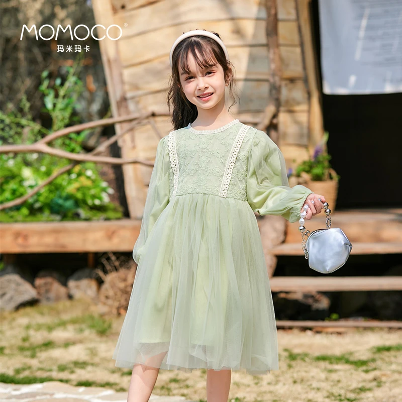 MOMOCO儿童春秋时尚洋气欧美范长袖纱裙76630471048