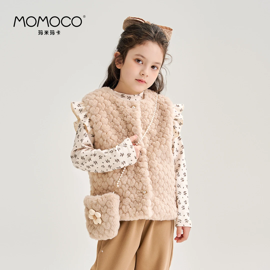 MOMOCO【冬季清仓】儿童秋冬季洋气带包爱心毛毛马甲76830238200