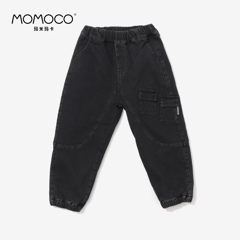 MOMOCO【188】儿童冬季缩脚口拼接牛仔裤71430350013